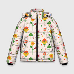 Куртка зимняя для мальчика Pretty flowers, цвет: 3D-черный