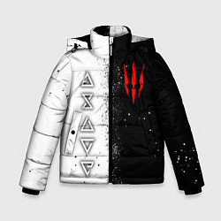 Куртка зимняя для мальчика Ведьмак - знаки, цвет: 3D-черный