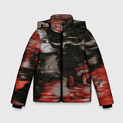 Куртка зимняя для мальчика Чёрные и красные волны, цвет: 3D-красный