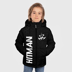 Куртка зимняя для мальчика Hitman glitch на темном фоне: надпись, символ, цвет: 3D-черный — фото 2