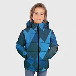 Куртка зимняя для мальчика Синий прямоугольный паттерн, цвет: 3D-черный — фото 2