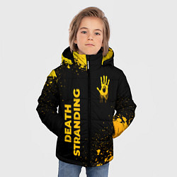 Куртка зимняя для мальчика Death Stranding - gold gradient: надпись, символ, цвет: 3D-черный — фото 2
