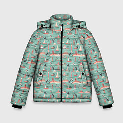 Куртка зимняя для мальчика Маленькие кораблики, цвет: 3D-черный