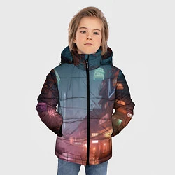Куртка зимняя для мальчика Киберпанк город будущего, цвет: 3D-черный — фото 2