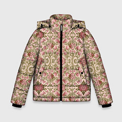 Куртка зимняя для мальчика Розовые цветы и вензеля, цвет: 3D-черный