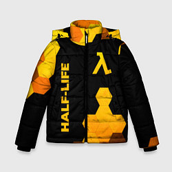 Куртка зимняя для мальчика Half-Life - gold gradient: надпись, символ, цвет: 3D-черный