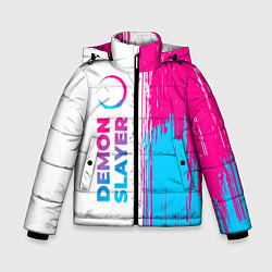 Зимняя куртка для мальчика Demon Slayer neon gradient style: по-вертикали