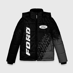 Куртка зимняя для мальчика Ford speed на темном фоне со следами шин: надпись,, цвет: 3D-черный