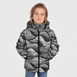 Куртка зимняя для мальчика Черные и белые волны, цвет: 3D-черный — фото 2