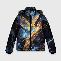 Куртка зимняя для мальчика Бабочка краски узор, цвет: 3D-светло-серый