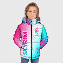 Куртка зимняя для мальчика Skyrim neon gradient style: надпись, символ, цвет: 3D-черный — фото 2