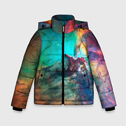 Куртка зимняя для мальчика Аморфный цветастый космос, цвет: 3D-светло-серый