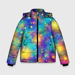 Куртка зимняя для мальчика Звездный космос, сияющий волшебством, цвет: 3D-черный