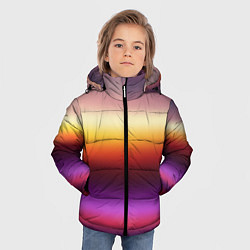 Куртка зимняя для мальчика Закат, абстрактные полосы с размытием, цвет: 3D-светло-серый — фото 2
