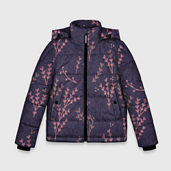 Куртка зимняя для мальчика Розовые веточки, цвет: 3D-черный