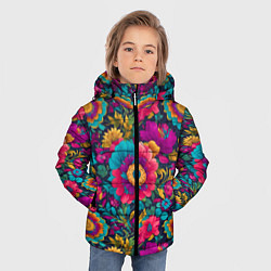 Куртка зимняя для мальчика Цветочный микс, цвет: 3D-светло-серый — фото 2