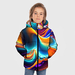 Куртка зимняя для мальчика Радужные линии абстракция, цвет: 3D-черный — фото 2