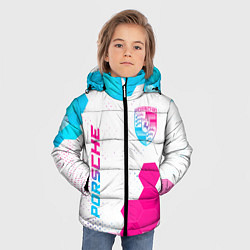 Куртка зимняя для мальчика Porsche neon gradient style: надпись, символ, цвет: 3D-черный — фото 2