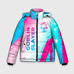 Куртка зимняя для мальчика Goblin Slayer neon gradient style: надпись, символ, цвет: 3D-черный