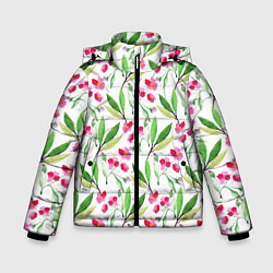 Куртка зимняя для мальчика Tender flowers, цвет: 3D-черный