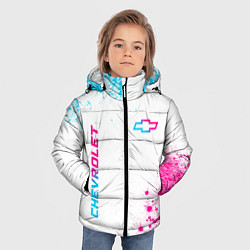 Куртка зимняя для мальчика Chevrolet neon gradient style: надпись, символ, цвет: 3D-черный — фото 2