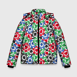 Куртка зимняя для мальчика Фишки, Ставки, Покер, цвет: 3D-черный