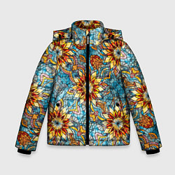 Куртка зимняя для мальчика Витражная мозаика в стиле Арт Деко, цвет: 3D-черный