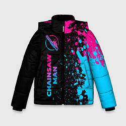 Куртка зимняя для мальчика Chainsaw Man - neon gradient: по-вертикали, цвет: 3D-черный