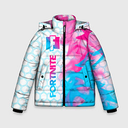 Куртка зимняя для мальчика Fortnite neon gradient style: по-вертикали, цвет: 3D-черный