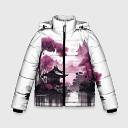 Куртка зимняя для мальчика Японские мотивы - фиолетовый, цвет: 3D-красный