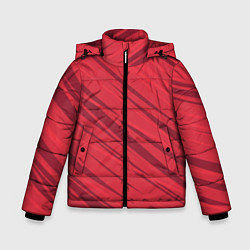Куртка зимняя для мальчика Диагональные полосы красный, цвет: 3D-черный