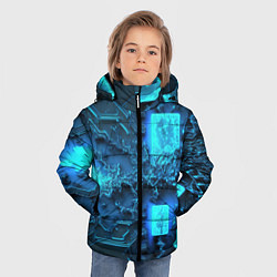 Куртка зимняя для мальчика Неоновые плиты из льда, цвет: 3D-красный — фото 2