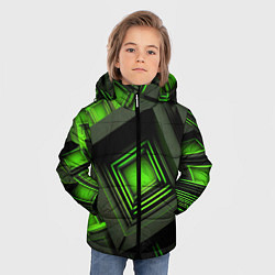 Куртка зимняя для мальчика Неоновые зелёные блоки, цвет: 3D-светло-серый — фото 2