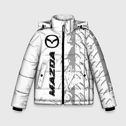Зимняя куртка для мальчика Mazda speed на светлом фоне со следами шин: по-вер