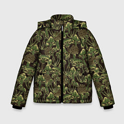 Куртка зимняя для мальчика Магические грибы - камуфляж, цвет: 3D-черный