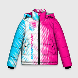 Куртка зимняя для мальчика Porsche neon gradient style: по-вертикали, цвет: 3D-черный