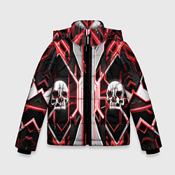 Куртка зимняя для мальчика Красные кибер черепа, цвет: 3D-черный