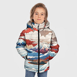 Куртка зимняя для мальчика Пейзаж в Японском стиле, цвет: 3D-черный — фото 2