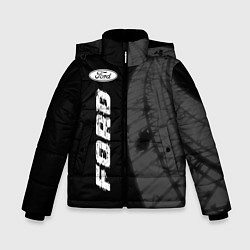 Зимняя куртка для мальчика Ford speed на темном фоне со следами шин: по-верти
