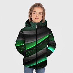 Куртка зимняя для мальчика Black green line, цвет: 3D-светло-серый — фото 2