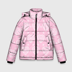 Куртка зимняя для мальчика Розовое кружево сердечки, цвет: 3D-светло-серый