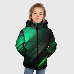 Куртка зимняя для мальчика Black green abstract, цвет: 3D-светло-серый — фото 2