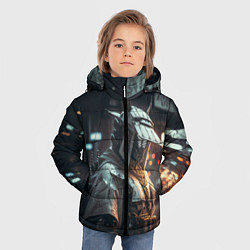 Куртка зимняя для мальчика Футуристический самурай, цвет: 3D-черный — фото 2