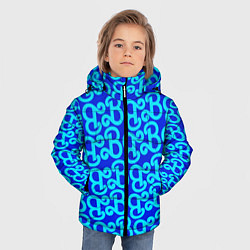 Куртка зимняя для мальчика Логотип Барби - синий паттерн, цвет: 3D-черный — фото 2