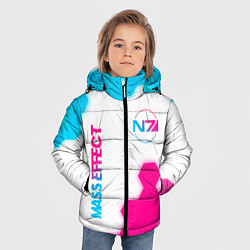 Куртка зимняя для мальчика Mass Effect neon gradient style: надпись, символ, цвет: 3D-черный — фото 2
