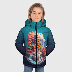 Куртка зимняя для мальчика Японский пейзаж а изометрии, цвет: 3D-черный — фото 2
