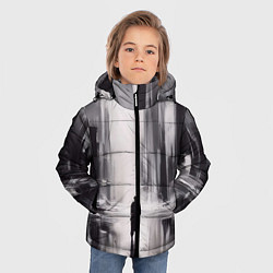 Куртка зимняя для мальчика Большой мрачный город с силуэтом человека, цвет: 3D-черный — фото 2