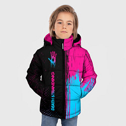 Куртка зимняя для мальчика Death Stranding - neon gradient: по-вертикали, цвет: 3D-черный — фото 2