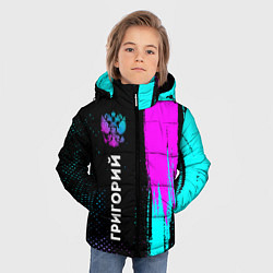 Куртка зимняя для мальчика Григорий и неоновый герб России: по-вертикали, цвет: 3D-черный — фото 2
