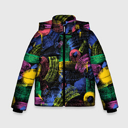 Куртка зимняя для мальчика Яркие абстрактые формы с текстурой, цвет: 3D-светло-серый